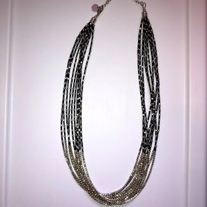 NWOT Multi-strand black and silver tone necklace